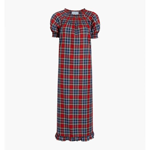 Plaid Midi Dress - Red and Blue - Picture 1 of 4